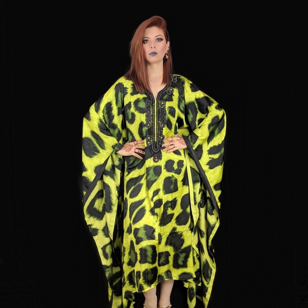 Neon animal print kaftan